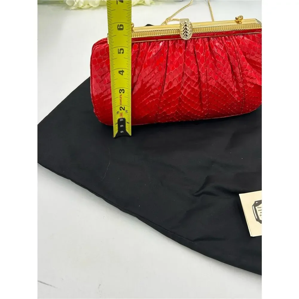 Women's Judith Leiber Red snakeskin evening Bag made in Italy. PRISTINE